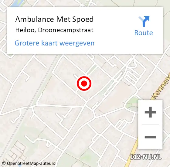 Locatie op kaart van de 112 melding: Ambulance Met Spoed Naar Heiloo, Droonecampstraat op 29 januari 2022 02:08