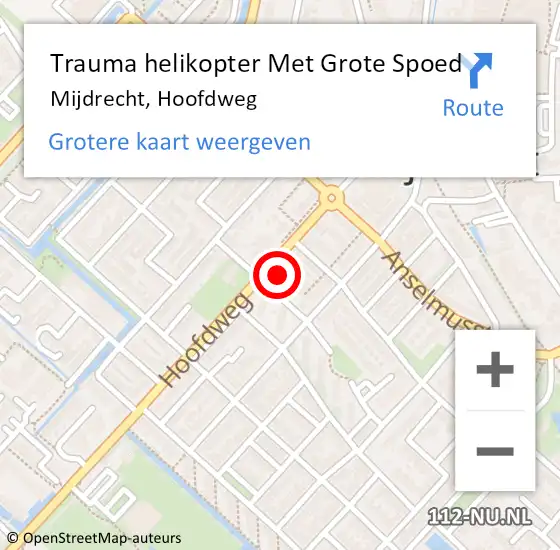 Locatie op kaart van de 112 melding: Trauma helikopter Met Grote Spoed Naar Mijdrecht, Hoofdweg op 29 januari 2022 02:16