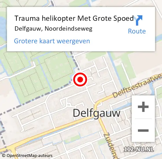 Locatie op kaart van de 112 melding: Trauma helikopter Met Grote Spoed Naar Delfgauw, Noordeindseweg op 29 januari 2022 02:27