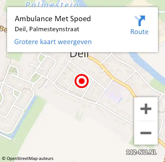 Locatie op kaart van de 112 melding: Ambulance Met Spoed Naar Deil, Palmesteynstraat op 29 januari 2022 03:24