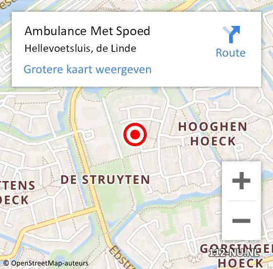 Locatie op kaart van de 112 melding: Ambulance Met Spoed Naar Hellevoetsluis, de Linde op 29 januari 2022 03:45