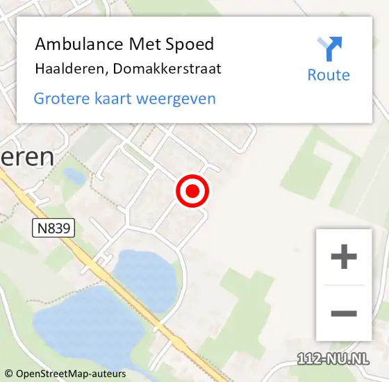 Locatie op kaart van de 112 melding: Ambulance Met Spoed Naar Haalderen, Domakkerstraat op 29 januari 2022 03:47