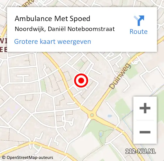 Locatie op kaart van de 112 melding: Ambulance Met Spoed Naar Noordwijk, Daniël Noteboomstraat op 29 januari 2022 04:21