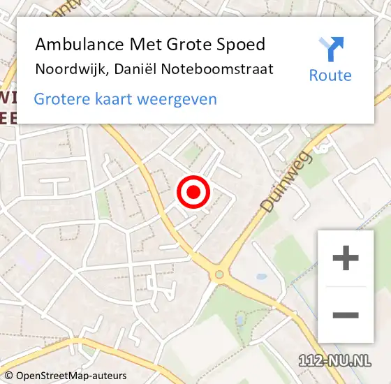 Locatie op kaart van de 112 melding: Ambulance Met Grote Spoed Naar Noordwijk, Daniël Noteboomstraat op 29 januari 2022 04:22