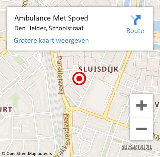 Locatie op kaart van de 112 melding: Ambulance Met Spoed Naar Den Helder, Schoolstraat op 29 januari 2022 05:19