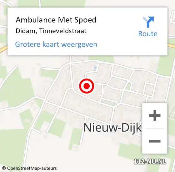 Locatie op kaart van de 112 melding: Ambulance Met Spoed Naar Didam, Tinneveldstraat op 29 januari 2022 05:19