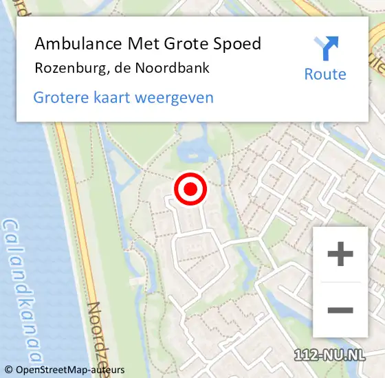 Locatie op kaart van de 112 melding: Ambulance Met Grote Spoed Naar Rozenburg, de Noordbank op 29 januari 2022 05:37