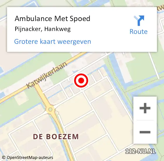 Locatie op kaart van de 112 melding: Ambulance Met Spoed Naar Pijnacker, Hankweg op 29 januari 2022 06:04