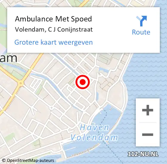 Locatie op kaart van de 112 melding: Ambulance Met Spoed Naar Volendam, C J Conijnstraat op 29 januari 2022 06:06