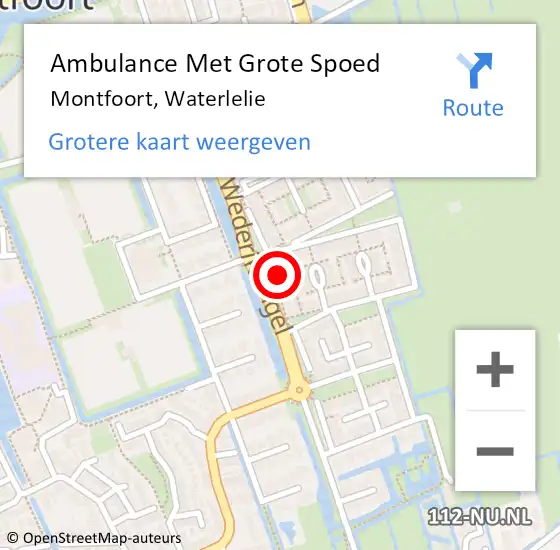 Locatie op kaart van de 112 melding: Ambulance Met Grote Spoed Naar Montfoort, Waterlelie op 29 januari 2022 06:17