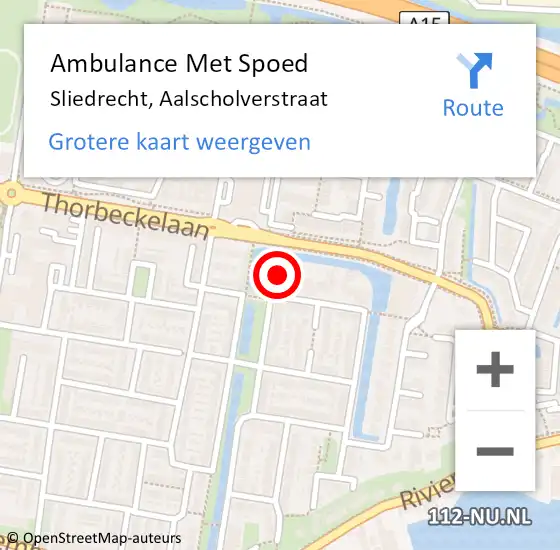 Locatie op kaart van de 112 melding: Ambulance Met Spoed Naar Sliedrecht, Aalscholverstraat op 29 januari 2022 07:06