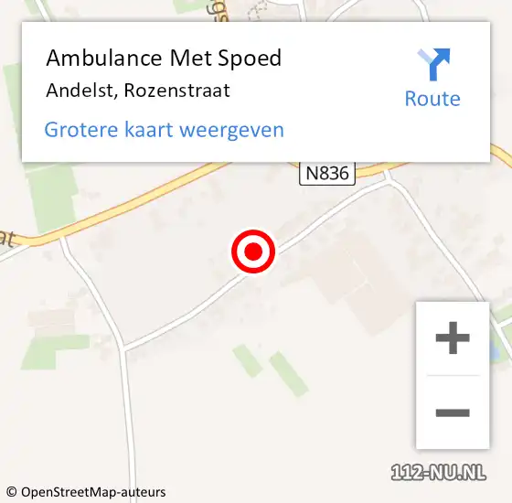 Locatie op kaart van de 112 melding: Ambulance Met Spoed Naar Andelst, Rozenstraat op 29 januari 2022 07:11