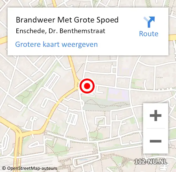 Locatie op kaart van de 112 melding: Brandweer Met Grote Spoed Naar Enschede, Dr. Benthemstraat op 29 januari 2022 07:38
