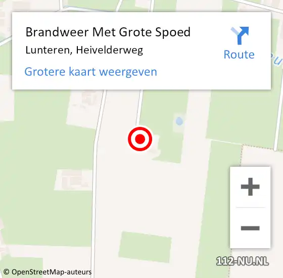 Locatie op kaart van de 112 melding: Brandweer Met Grote Spoed Naar Lunteren, Heivelderweg op 29 januari 2022 08:00