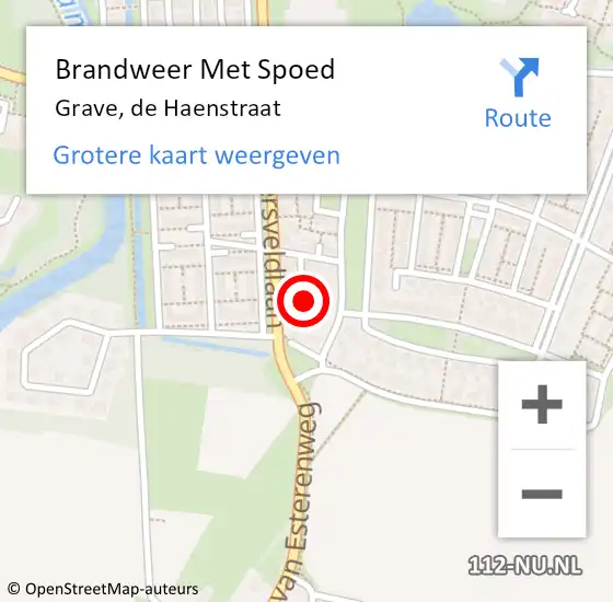 Locatie op kaart van de 112 melding: Brandweer Met Spoed Naar Grave, de Haenstraat op 29 januari 2022 08:34