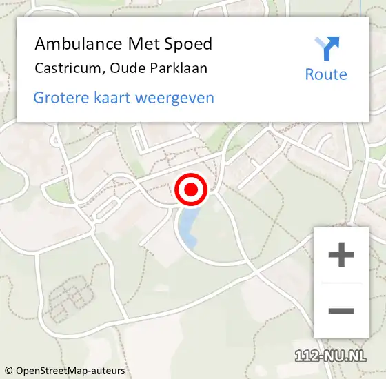 Locatie op kaart van de 112 melding: Ambulance Met Spoed Naar Castricum, Oude Parklaan op 29 januari 2022 08:38