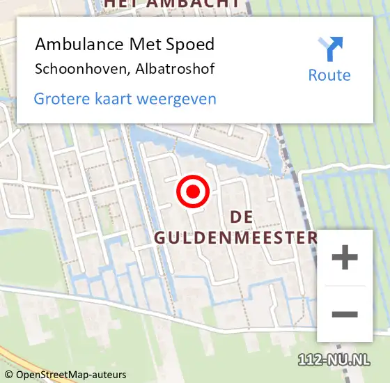 Locatie op kaart van de 112 melding: Ambulance Met Spoed Naar Schoonhoven, Albatroshof op 29 januari 2022 08:54