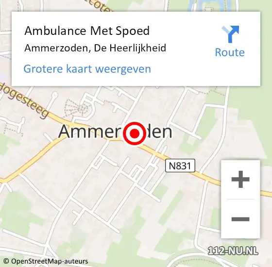 Locatie op kaart van de 112 melding: Ambulance Met Spoed Naar Ammerzoden, De Heerlijkheid op 29 januari 2022 09:21