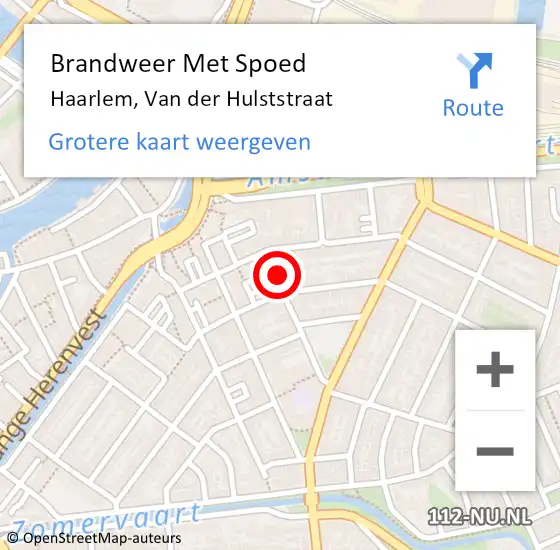 Locatie op kaart van de 112 melding: Brandweer Met Spoed Naar Haarlem, Van der Hulststraat op 29 januari 2022 09:31