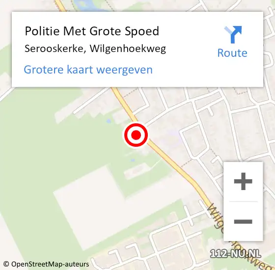 Locatie op kaart van de 112 melding: Politie Met Grote Spoed Naar Serooskerke, Wilgenhoekweg op 29 januari 2022 09:45