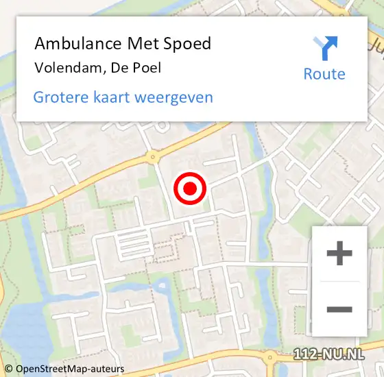 Locatie op kaart van de 112 melding: Ambulance Met Spoed Naar Volendam, De Poel op 29 januari 2022 09:55