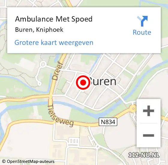 Locatie op kaart van de 112 melding: Ambulance Met Spoed Naar Buren, Kniphoek op 29 januari 2022 09:56