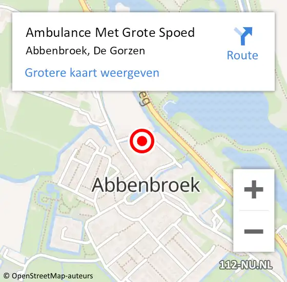 Locatie op kaart van de 112 melding: Ambulance Met Grote Spoed Naar Abbenbroek, De Gorzen op 29 januari 2022 10:00