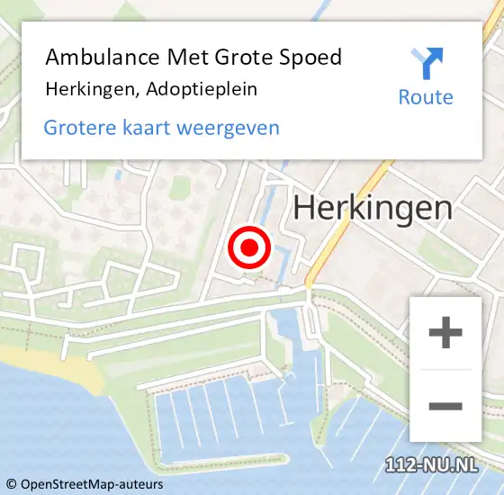 Locatie op kaart van de 112 melding: Ambulance Met Grote Spoed Naar Herkingen, Adoptieplein op 29 januari 2022 10:11