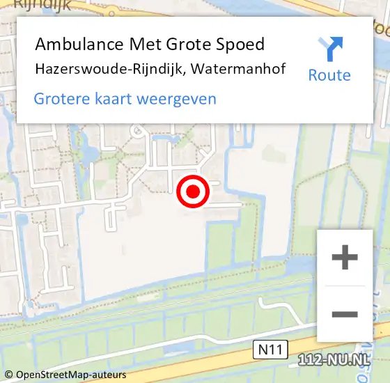 Locatie op kaart van de 112 melding: Ambulance Met Grote Spoed Naar Hazerswoude-Rijndijk, Watermanhof op 29 januari 2022 10:37