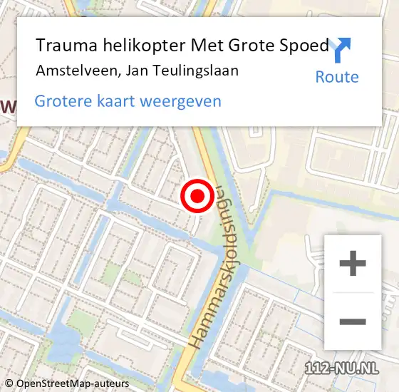 Locatie op kaart van de 112 melding: Trauma helikopter Met Grote Spoed Naar Amstelveen, Jan Teulingslaan op 29 januari 2022 10:41