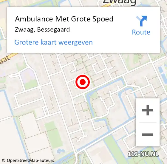Locatie op kaart van de 112 melding: Ambulance Met Grote Spoed Naar Zwaag, Bessegaard op 29 januari 2022 10:43