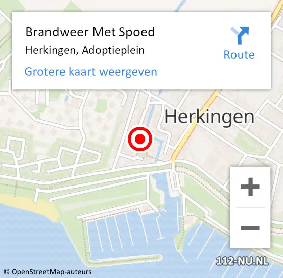 Locatie op kaart van de 112 melding: Brandweer Met Spoed Naar Herkingen, Adoptieplein op 29 januari 2022 10:51