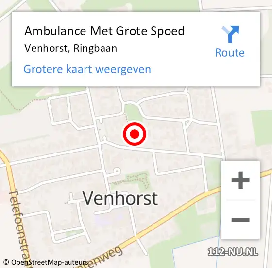 Locatie op kaart van de 112 melding: Ambulance Met Grote Spoed Naar Venhorst, Ringbaan op 6 juli 2014 18:11