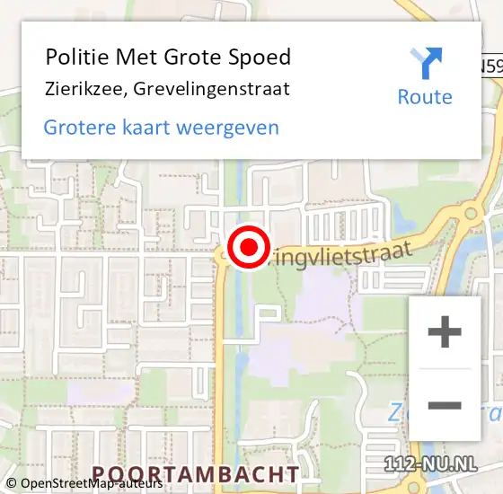 Locatie op kaart van de 112 melding: Politie Met Grote Spoed Naar Zierikzee, Grevelingenstraat op 29 januari 2022 11:14