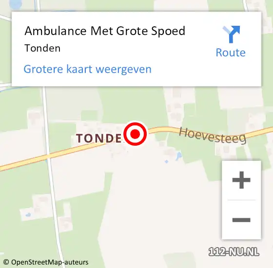 Locatie op kaart van de 112 melding: Ambulance Met Grote Spoed Naar Tonden op 29 januari 2022 11:24