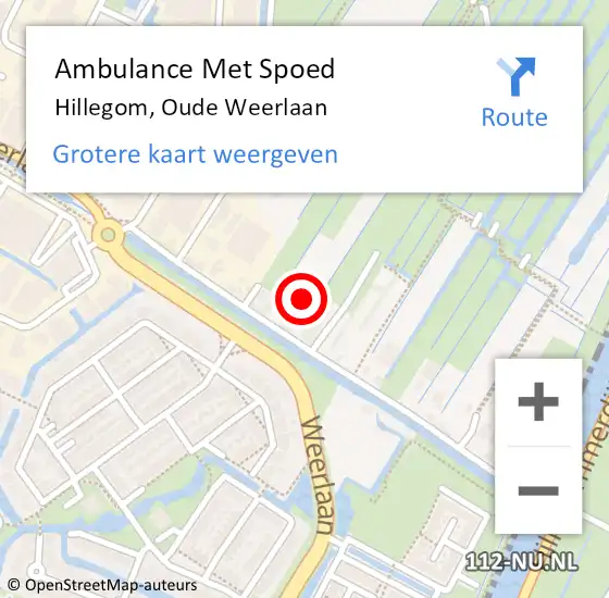 Locatie op kaart van de 112 melding: Ambulance Met Spoed Naar Hillegom, Oude Weerlaan op 29 januari 2022 11:25