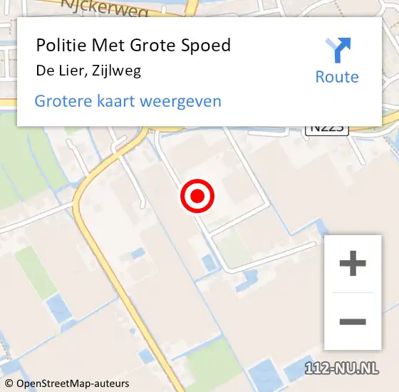 Locatie op kaart van de 112 melding: Politie Met Grote Spoed Naar De Lier, Zijlweg op 29 januari 2022 11:34