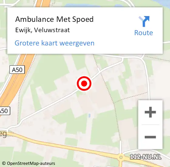 Locatie op kaart van de 112 melding: Ambulance Met Spoed Naar Ewijk, Veluwstraat op 29 januari 2022 12:06