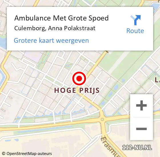 Locatie op kaart van de 112 melding: Ambulance Met Grote Spoed Naar Culemborg, Anna Polakstraat op 29 januari 2022 12:20