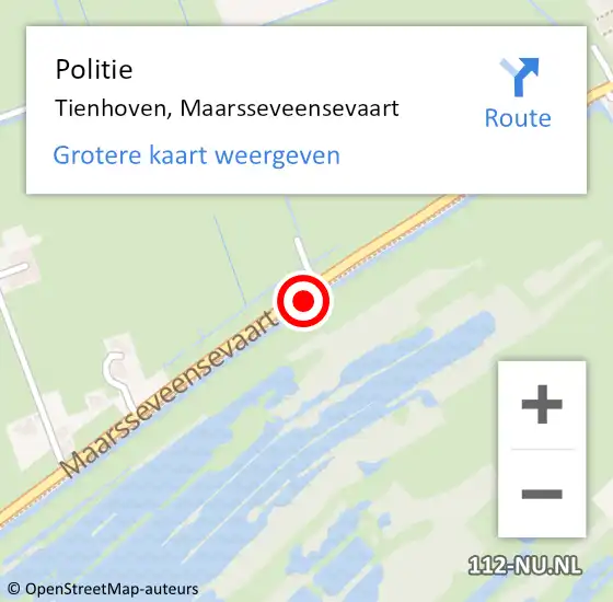Locatie op kaart van de 112 melding: Politie Tienhoven, Maarsseveensevaart op 29 januari 2022 12:25