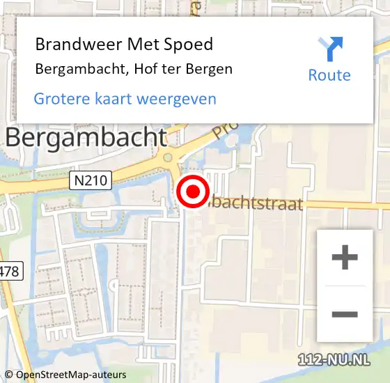 Locatie op kaart van de 112 melding: Brandweer Met Spoed Naar Bergambacht, Hof ter Bergen op 29 januari 2022 12:26