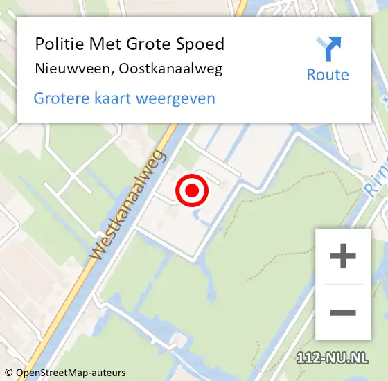 Locatie op kaart van de 112 melding: Politie Met Grote Spoed Naar Nieuwveen, Oostkanaalweg op 29 januari 2022 12:34