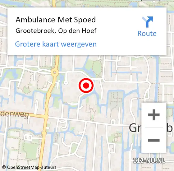 Locatie op kaart van de 112 melding: Ambulance Met Spoed Naar Grootebroek, Op den Hoef op 29 januari 2022 12:50