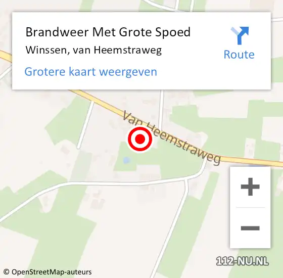 Locatie op kaart van de 112 melding: Brandweer Met Grote Spoed Naar Winssen, van Heemstraweg op 29 januari 2022 12:58