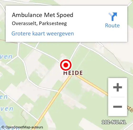 Locatie op kaart van de 112 melding: Ambulance Met Spoed Naar Overasselt, Parksesteeg op 29 januari 2022 13:07