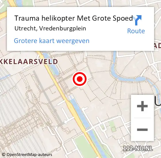 Locatie op kaart van de 112 melding: Trauma helikopter Met Grote Spoed Naar Utrecht, Vredenburgplein op 29 januari 2022 13:14