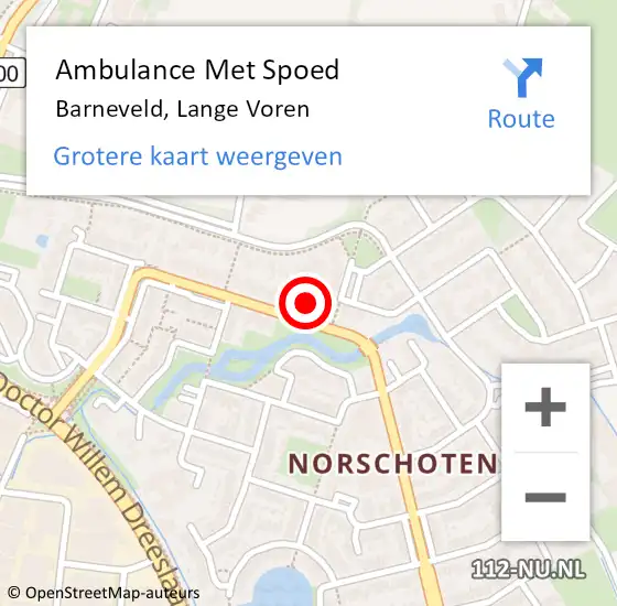 Locatie op kaart van de 112 melding: Ambulance Met Spoed Naar Barneveld, Lange Voren op 29 januari 2022 13:16