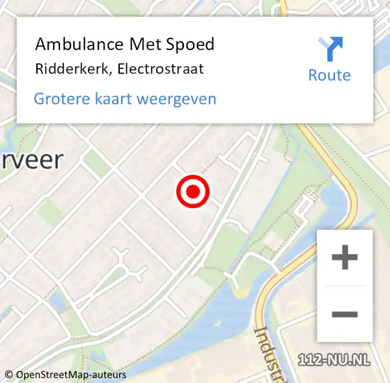 Locatie op kaart van de 112 melding: Ambulance Met Spoed Naar Ridderkerk, Electrostraat op 29 januari 2022 13:18