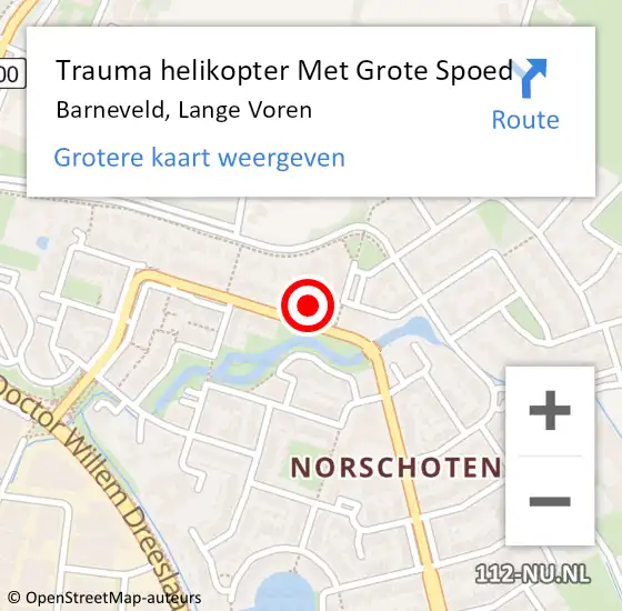 Locatie op kaart van de 112 melding: Trauma helikopter Met Grote Spoed Naar Barneveld, Lange Voren op 29 januari 2022 13:19
