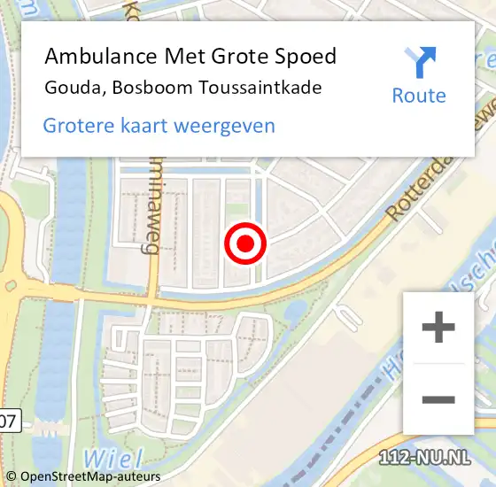 Locatie op kaart van de 112 melding: Ambulance Met Grote Spoed Naar Gouda, Bosboom Toussaintkade op 29 januari 2022 13:24